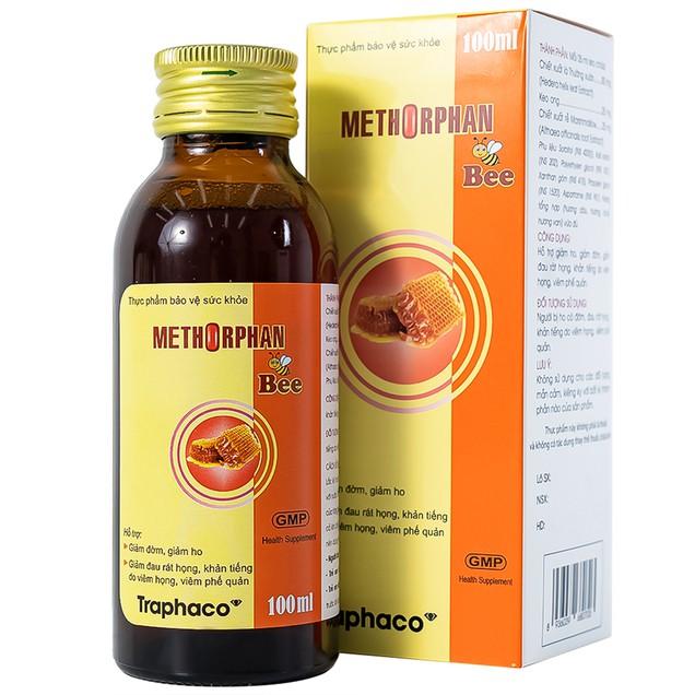 Siro Methorphan Bee Traphaco hỗ trợ giảm ho, giảm đờm, viêm họng, viêm phế quản (100ml) Siro Methorphan Bee Traphaco hỗ trợ giảm ho, giảm đờm, viêm họng, viêm phế quản (100ml)