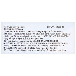 Smart Pharma - Thuốc mỡ bôi da Rocimus 0.03% điều trị viêm da cơ địa (10g) 3 Smart Pharma - 00006399 kem boi rocimus 003 meg 1