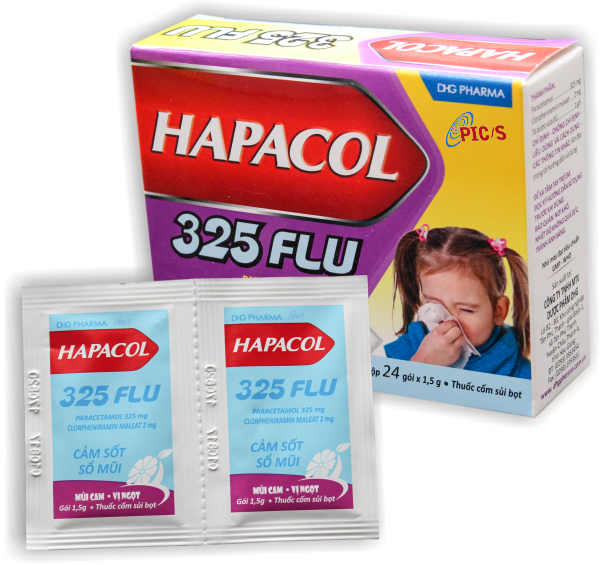 Hapacol 325 Flu Cốm Hapacol 325 Flu Hộp 24 Gói - Dược Hậu Giang
