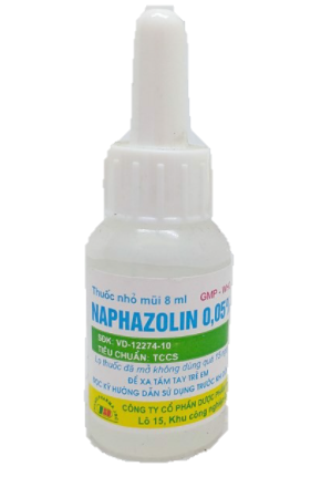 Naphazolin 0,05% Lọ 8ml HN Thuốc nhỏ mũi Naphazolin 0.05% Hanoi pharma điều trị nghẹt mũi, sổ mũi, viêm mũi