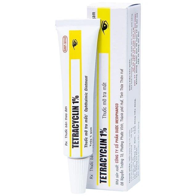 Tetracyclin 1% Medipharco 1 Thuốc mỡ tra mắt Tetracyclin 1% Medipharco điều trị đau mắt hột