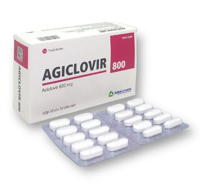 Thuoc-Agiclovir-Acyclovir-800mg Thuốc Agiclovir 800 Agimexpharm điều trị nhiễm Herpes zoster, thuỷ đậu