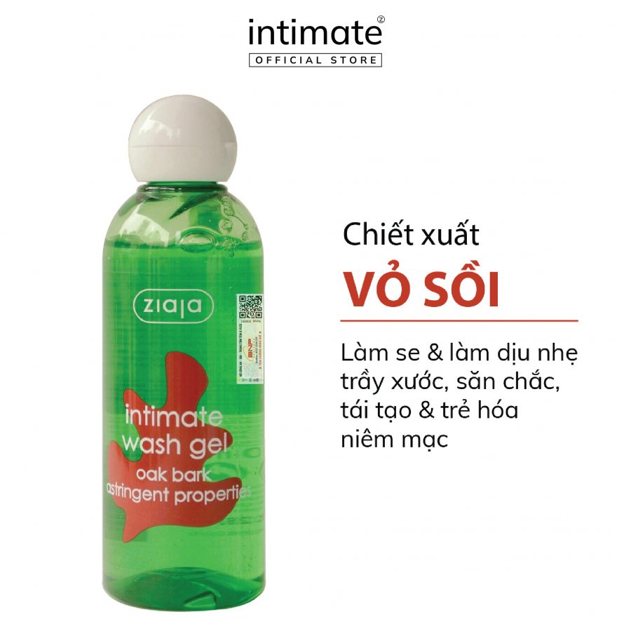 Dung dịch vệ sinh phụ nữ Intimate Vỏ sồi 200ml