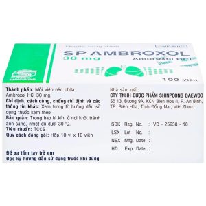 Smart Pharma - Thuốc SP Ambroxol 30mg trị các bệnh cấp và mạn tính ở đường hô hấp (10 vỉ x 10 viên) 3 Smart Pharma - Ambroxol1