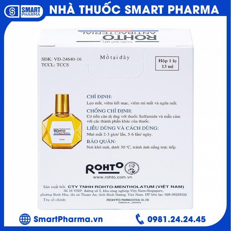 Smart Pharma - Thuốc nhỏ mắt Rohto Antibacterial điều trị lẹo mắt, viêm kết mạc, viêm mi mắt (13ml) 2 Smart Pharma - Smart Pharma Thuoc nho mat Rohto Antibacterial dieu tri leo mat viem ket mac viem mi mat 13ml 2