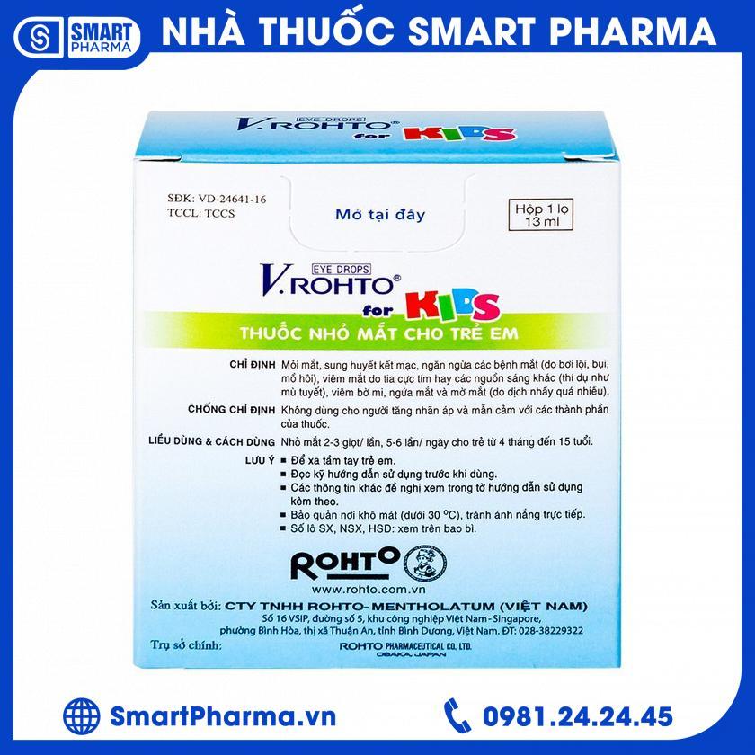 Smart Pharma Thuốc nhỏ mắt V.Rohto For Kids giảm mỏi mắt, đỏ mát, ngứa mắt 2 Smart Pharma - Smart Pharma Thuoc nho mat V.Rohto For Kids giam moi mat do mat ngua mat 2
