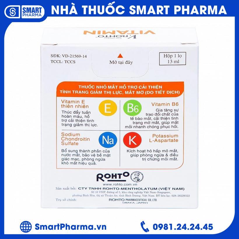 Smart Pharma - Thuốc nhỏ mắt V.Rohto Vitamin hỗ trợ cải thiện tình trạng giảm thị lực, mắt mờ 2 Smart Pharma - Smart Pharma Thuoc nho mat V.Rohto Vitamin ho tro cai thien tinh trang giam thi luc mat mo 2