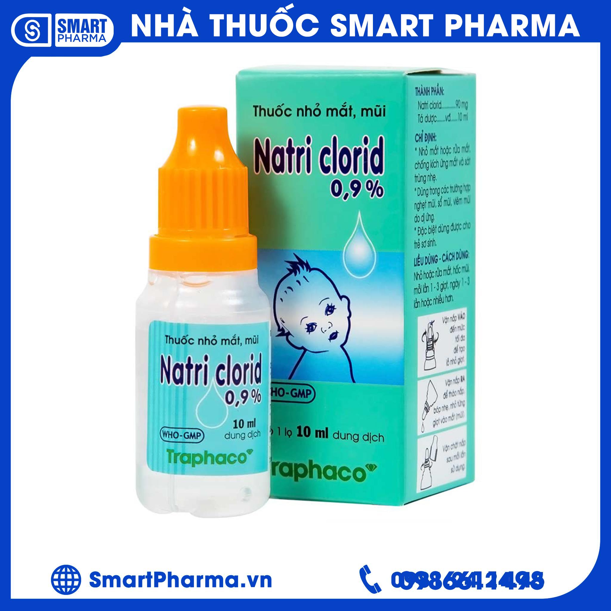 Smart-Pharma-Thuốc nhỏ mắt, mũi Natri Clorid 0,9% Traphaco giảm nghẹt mũi, chảy mũi, viêm mũi dị ứng (10ml) Smart Pharma - Smart Pharma Thuoc nho mat mui Natri Clorid 09 Traphaco giam nghet mui chay mui viem mui di ung 10ml