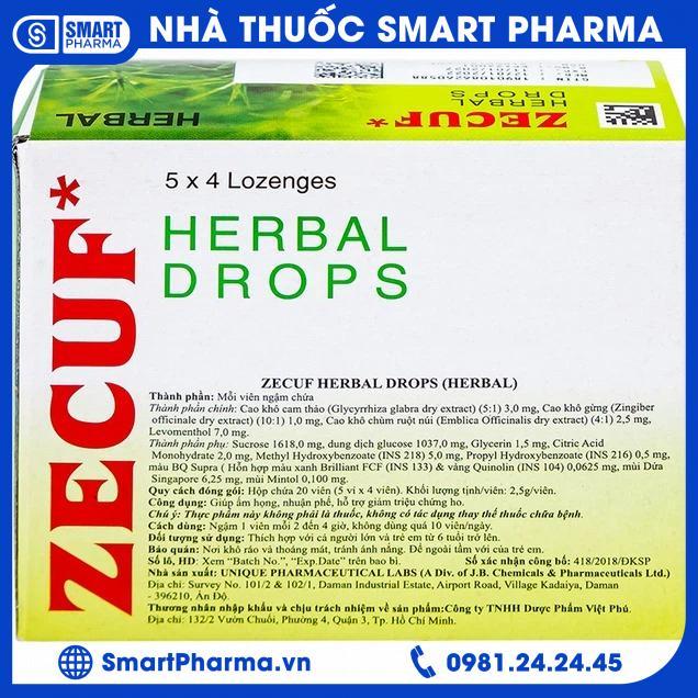 Viên ngậm Zecuf Herbal Drops2 Smart Pharma - Vien ngam Zecuf Herbal Drops2