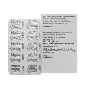 Smart Pharma - Thuốc Jardiance Duo 12.5mg/850mg Boehringer điều trị tiểu đường type 2 (3 vỉ x 10 viên) 3 Smart Pharma - ardiance Duo 12.5mg 850mg 3