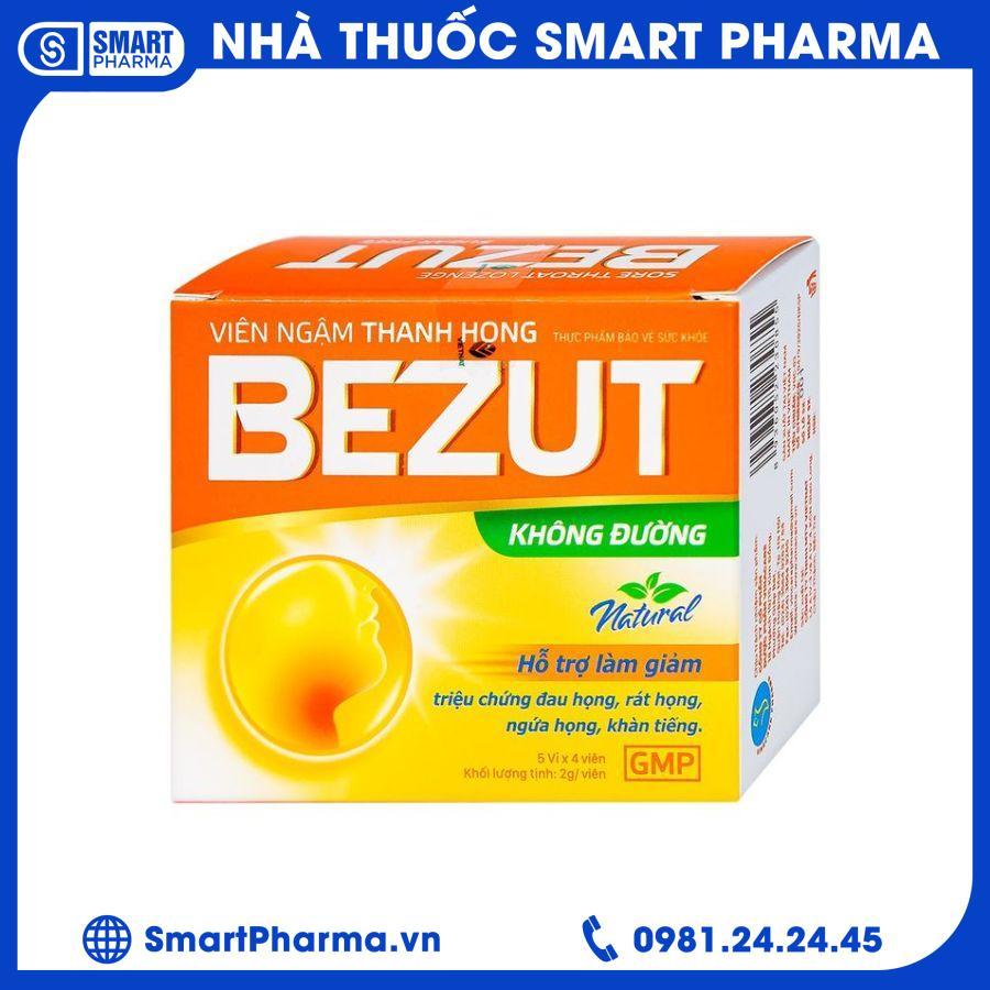 bezut-khong-duong Bezut không đường hỗ trợ giảm đau họng, rát họng (20 viên)