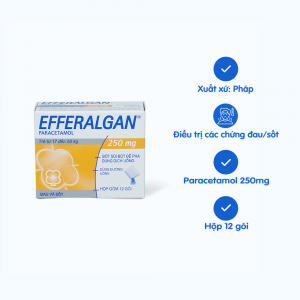 Bột sủi Efferalgan 250mg giảm đau hạ sốt cho trẻ từ 17-50 kg