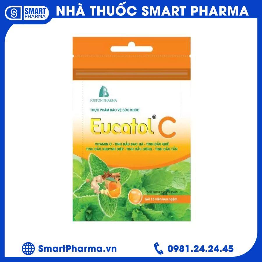 eucatol-c Kẹo ngậm EUCATOL C trị ho, làm ấm họng (gói 15 viên)