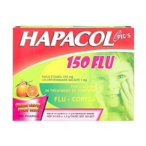 Cốm sủi bọt Hapacol 150 Flu hộp 24 gói DHG