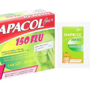 Smart Pharma - Cốm sủi bọt Hapacol 150 Flu hộp 24 gói DHG 1 Smart Pharma - hapacol 150mg flu 1