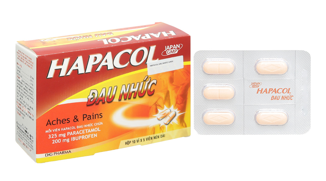 Hapacol đau nhức hộp 10 vỉ, mỗi vỉ 5 viên