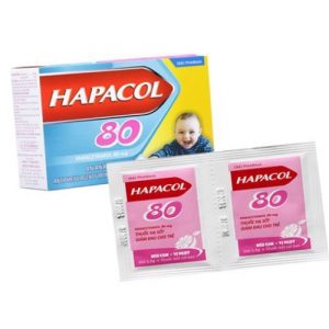 Bột sủi Hapacol 80mg DHG giảm đau, hạ sốt hộp 24 gói