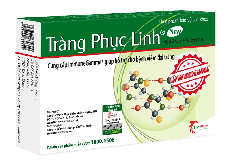 Viên uống Tràng Phục Linh Thái Minh dùng cho người bị viêm đại tràng cấp và mạn tính (2 vỉ x 10 viên)