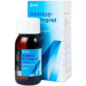 Thuốc Aerius 0.5mg/ml Organon giảm nhanh các triệu chứng viêm mũi dị ứng, mày đay (60ml)