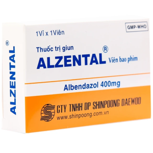 Thuốc Alzental 400mg Shinpoong Daewoo điều trị nhiễm ký sinh trùng đường ruột (1 vỉ x 1 viên)