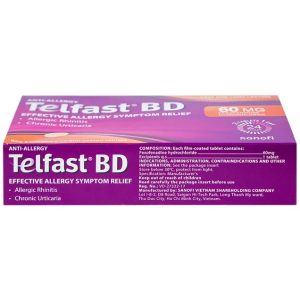 Smart Pharma - Viên nén Telfast BD 60mg trị viêm mũi dị ứng, mày đay (3 vỉ x 10 viên) 2 Smart Pharma - Telfast BD 60mg 2