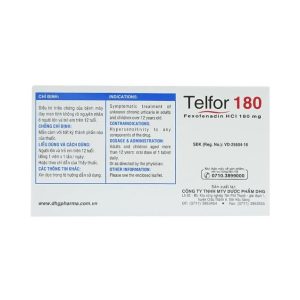 Smart Pharma - Thuốc Telfor 180 DHG điều trị triệu chứng của bệnh mày đay (2 vỉ x 10 viên) 1 Smart Pharma - Telfor 180 2