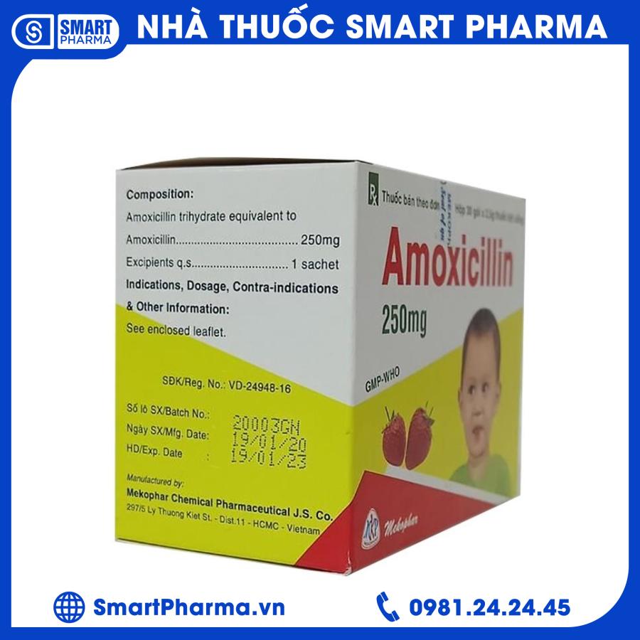 Amoxicillin 250mg gói (2) Smart Pharma - Amoxicillin 250mg goi 2