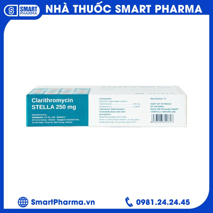 Clarithromycin 250mg (2) Smart Pharma - Clarithromycin 250mg 2