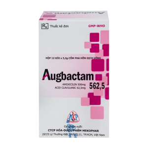 Thuốc Augbactam 562,5mg Mekophar điều trị nhiễm khuẩn đường hô hấp trên và tiết niệu (12 gói x 3.2g)