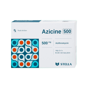 Thuốc Azicine 500 STELLA điều trị nhiễm khuẩn do vi khuẩn nhạy cảm (1 vỉ x 6 viên)
