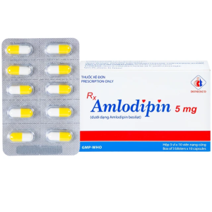 Thuốc Amlodipin 5mg Domesco điều trị tăng huyết áp, đau thắt ngực (3 vỉ x 10 viên)