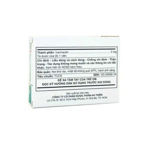 Smart Pharma - Thuốc Ivermectin 3 A.T An Thiên điều trị bệnh giun chỉ Onchocerca, bệnh giun lươn ở ruột (1 vỉ x 4 viên) 1 Smart Pharma - Ivermectin 3mg 1