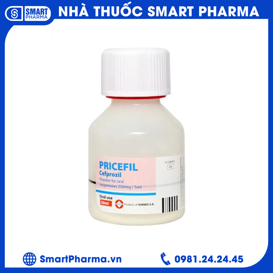 Pricefil 250mg 1 Bột pha hỗn dịch uống Pricefil 250mg/5ml