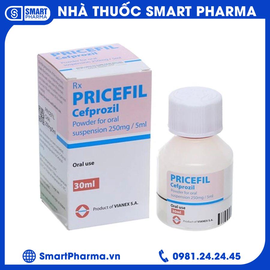 Pricefil 250mg Bột pha hỗn dịch uống Pricefil 250mg/5ml