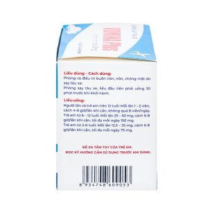 Smart Pharma - Thuốc Vomina Plus 50mg phòng và điều trị triệu chứng buồn nôn, chóng mặt khi say tàu xe (25 vỉ x 4 viên) 1 Smart Pharma - Vomina 2