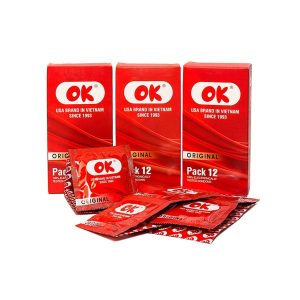 Bao cao su OK Original không mùi, bổ sung chất bôi trơn và không chứa chất diệt tinh trùng (12 cái)
