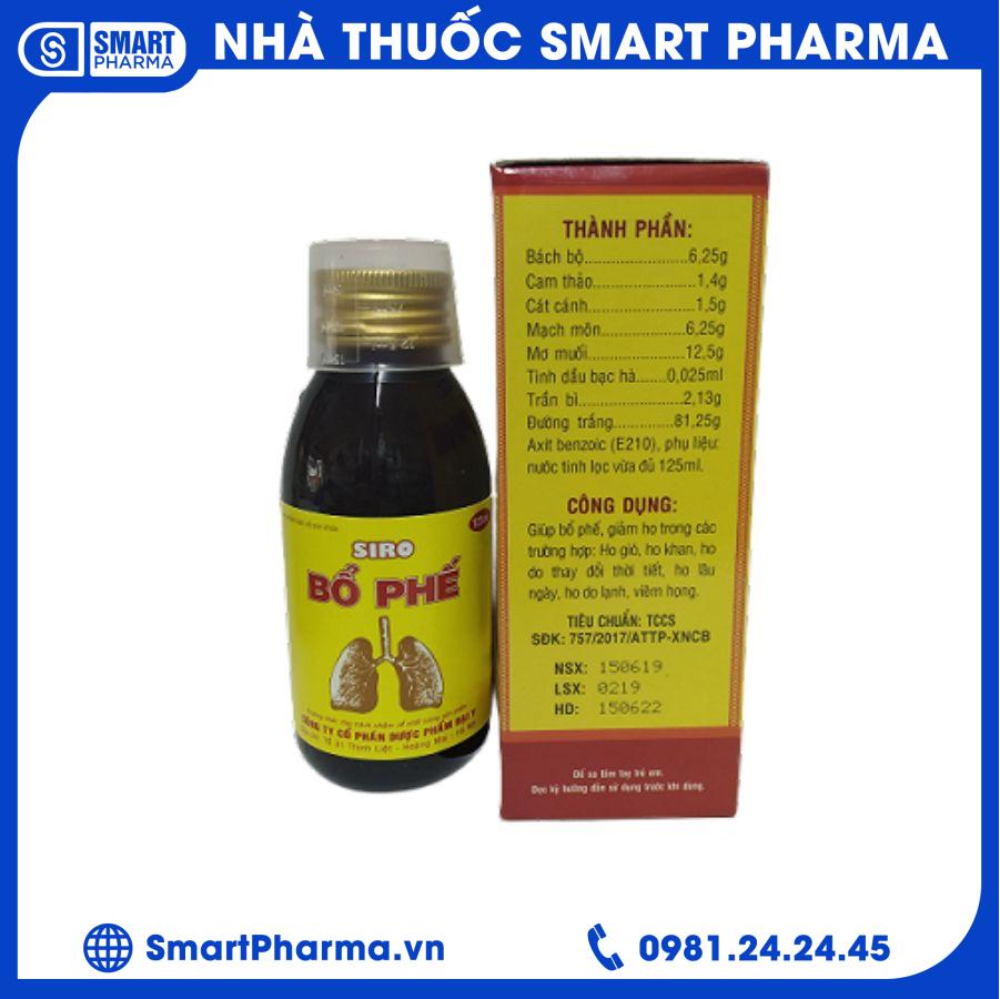 Bổ phế lọ 125ml Đại Y 1 Smart Pharma - Bo phe lo 125ml Dai Y 1