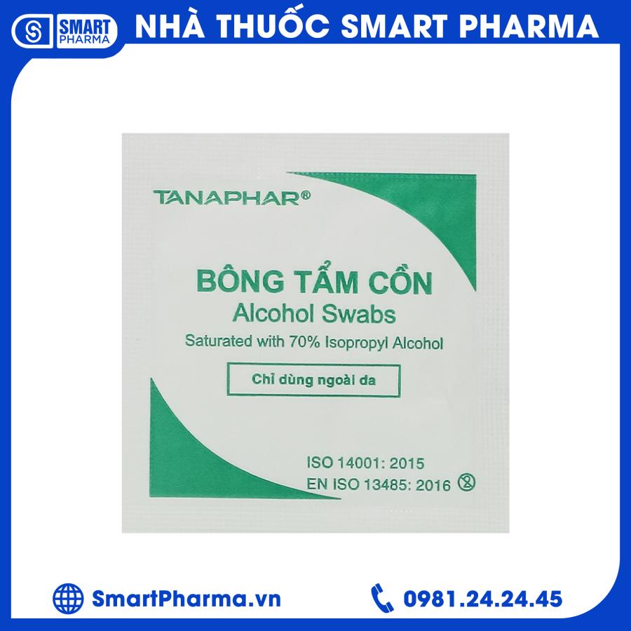 Bông tẩm cồn Tanaphar (2) Smart Pharma - Bong tam con Tanaphar 2