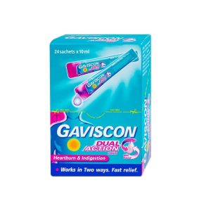 Hỗn dịch Gaviscon Dual Action Reckitt Benckiser hồng  điều trị trào ngược dạ dày, thực quản (24 gói x 10ml)