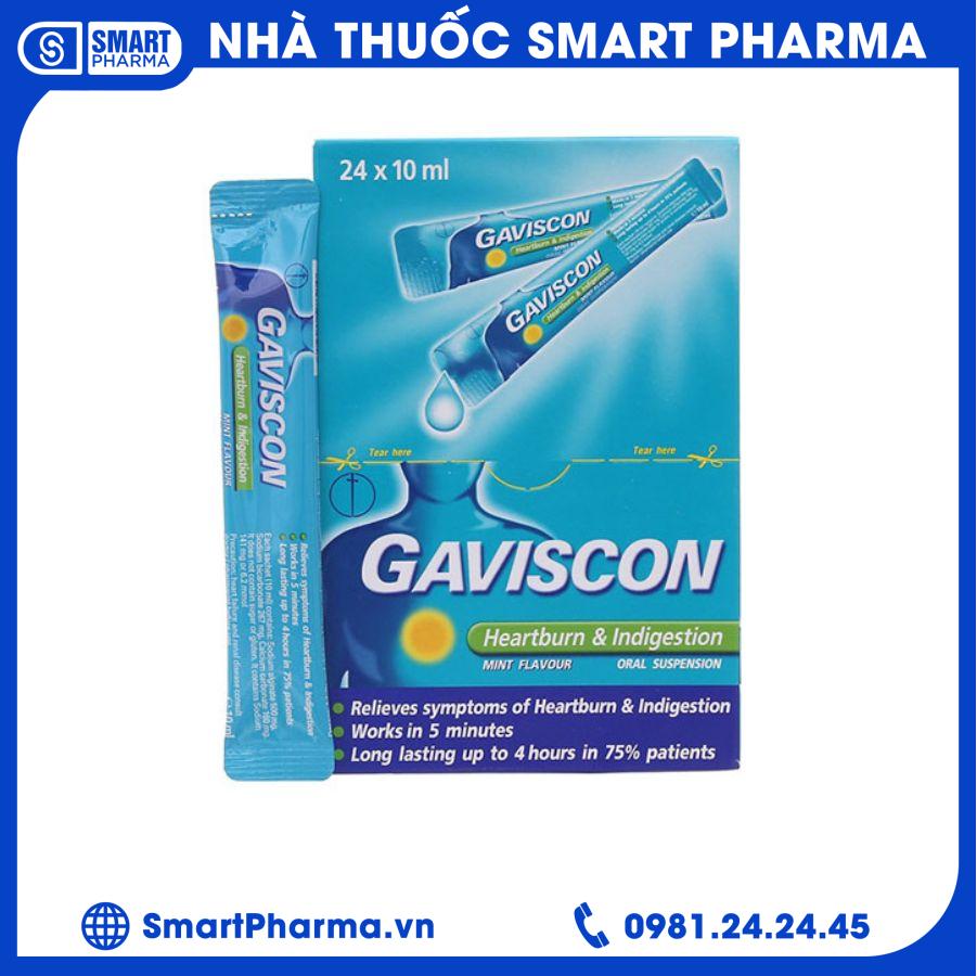 Gaviscon xanh 1 Smart Pharma - Gaviscon xanh 1