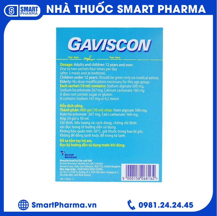 Gaviscon xanh 2 Smart Pharma - Gaviscon xanh 2