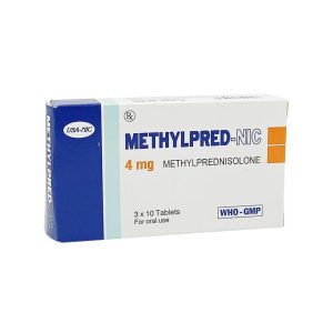 Methylpred-NIC 4mg kháng viêm, điều trị viêm khớp dạng thấp, lupus ban đỏ hệ thống (Hộp 3 vỉ x 10 viên