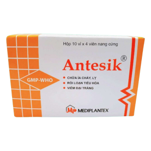 Thuốc Antesik Mediplantex điều trị viêm đại tràng, chữa ỉa chảy, lỵ, rối loạn tiêu hóa (10 vỉ x 4 viên)