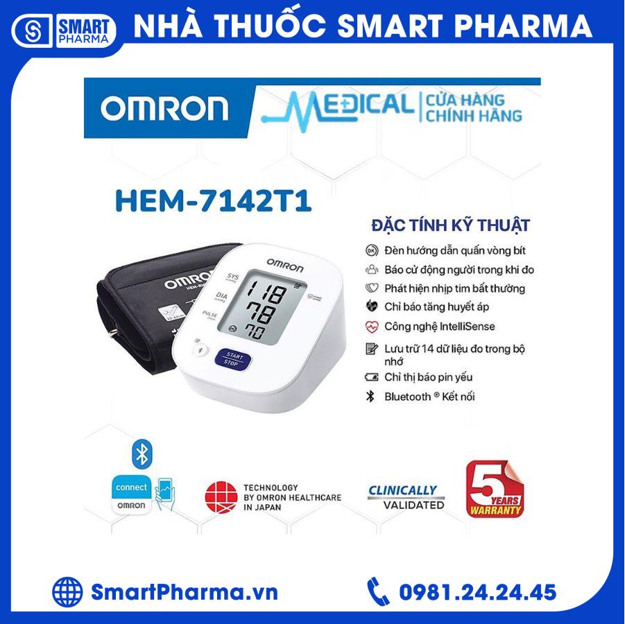 Omron bắp tay HEM - 7142T1 3 Smart Pharma - Omron bap tay HEM 7142T1 3