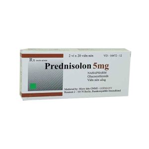 Thuốc Prednisolone 5mg Nam Hà chống viêm, chống dị ứng và ức chế miễn dịch (Hộp 2 vỉ x 20 viên)