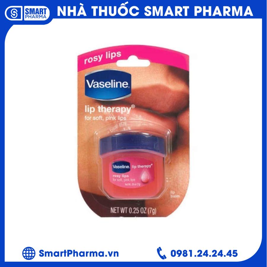 Sáp dưỡng môi Vaseline hồng Hũ 7g Smart Pharma - Sap duong moi Vaseline hong Hu 7g