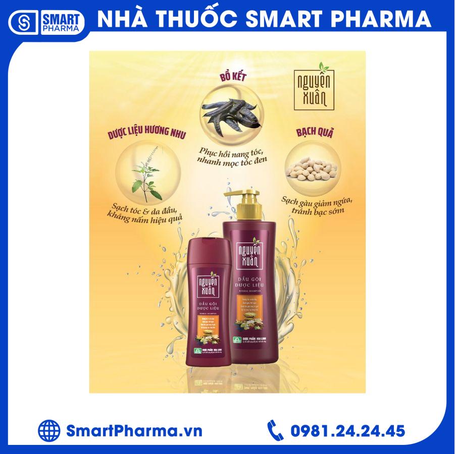 dầu gội dược liệu Nguyên Xuân Đỏ chai 450ml 2 Smart Pharma - dau goi duoc lieu Nguyen Xuan Do chai 450ml 2