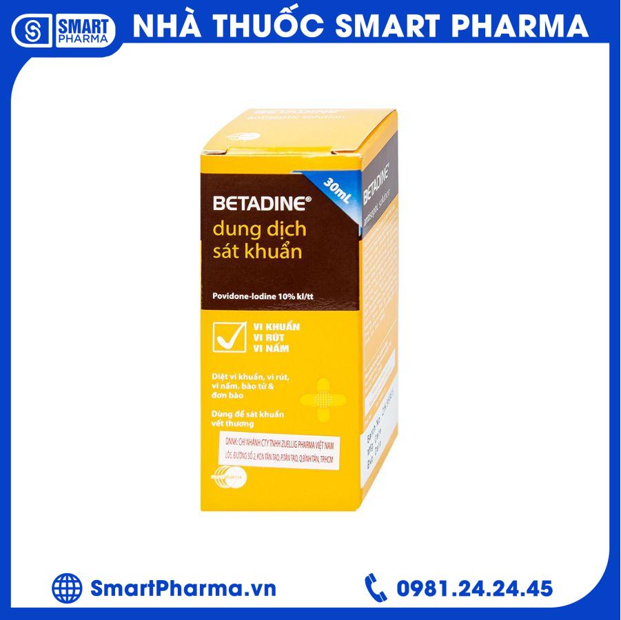 Betadine Antiseptic Sol 30ml. Smart Pharma - Betadine Antiseptic Sol 30ml