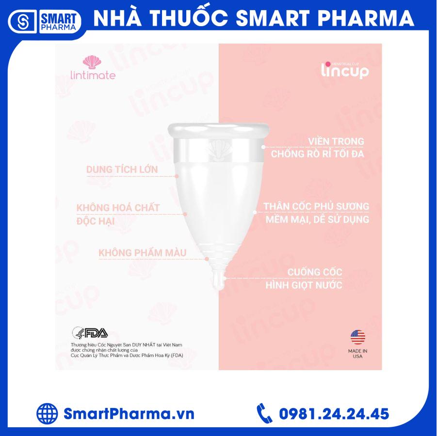 Cốc nguyệt san Lincup 2 Smart Pharma - Coc nguyet san Lincup 2