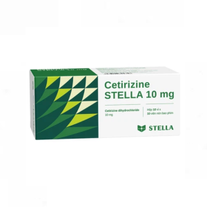 Thuốc Cetirizine 10 Stella giảm các triệu chứng của mề đay, viêm mũi dị ứng ( Hộp 10 vỉ x 10 viên)